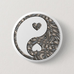 Yin u. Yang-/Herzsilber Button