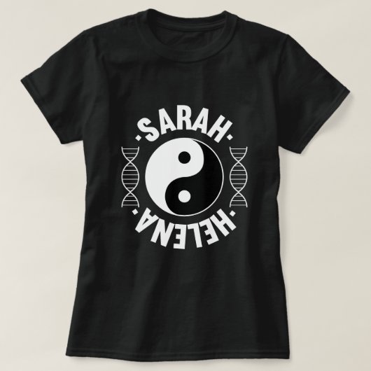 Yin u. Yang - Sarah- u. Helenawaisenschwarzes T-Shirt (Design vorne)