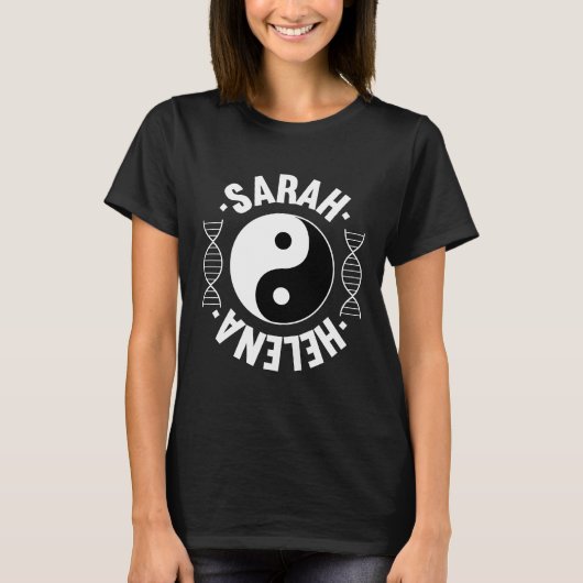 Yin u. Yang - Sarah- u. Helenawaisenschwarzes T-Shirt (Vorderseite)