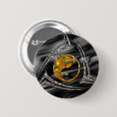 Yin u. Yang/Stammes- - Goldsilber Button (Vorne & Hinten)
