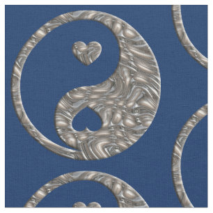Yin u. Yang-Zeichen-Herzsilber + Ihr Hintergrund Stoff