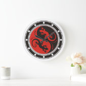 YIN u. YANGGeckosschwarzrot + Ihre Hintergrundidee Große Wanduhr (Zuhause)