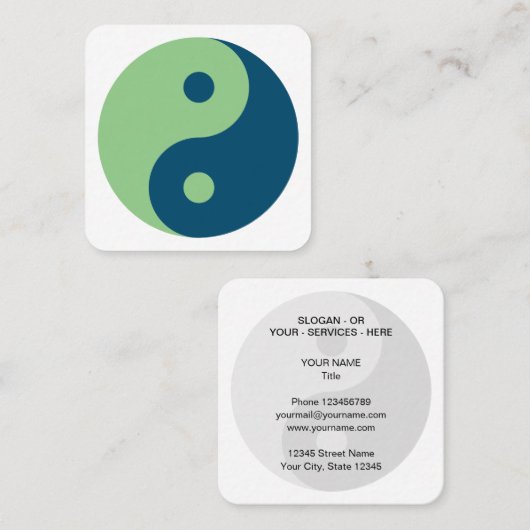 Yin und Yang Balance ganzheitliche Wellness-Therap Quadratische Visitenkarte (Vorne/Hinten)