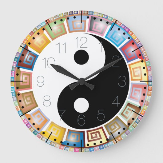 Yin und Yang Balance Yoga Große Wanduhr (Vorderseite)