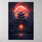 Yin und Yang Bridge und Tempel im Cyberpunk-Neon Poster (Vorne)