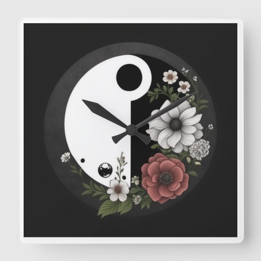 Yin und Yang Clock Quadratische Wanduhr (Vorderseite)