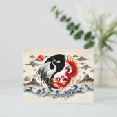 Yin und Yang Crane und Phoenix im asiatischen Kuns Postkarte (Stehend Vorderseite)