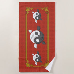 Yin und Yang das Koi Beach Handtuch