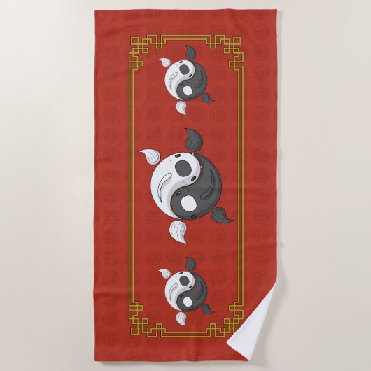 Yin und Yang das Koi Beach Handtuch (Vorderseite)