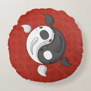 Yin und Yang das Koi-Rundkissen Rundes Kissen