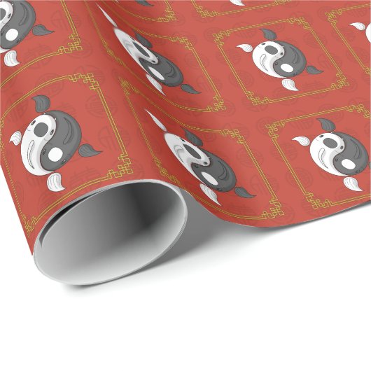 Yin und Yang das Koi Wrapping Paper Geschenkpapier (Rolleneckpunkt)