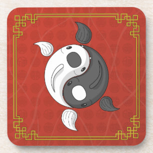 Yin und Yang der Koi-Platz-Untersetzer Getränkeuntersetzer