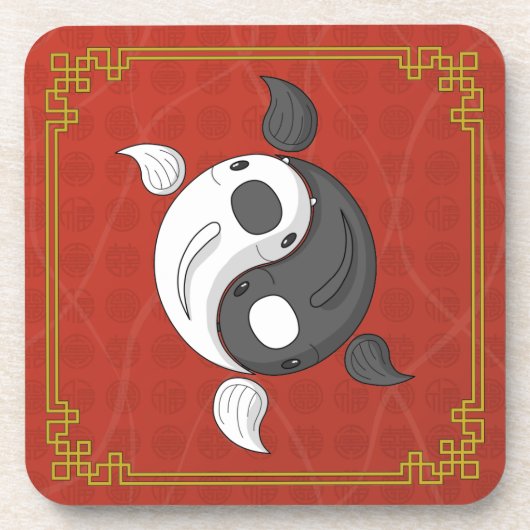 Yin und Yang der Koi-Platz-Untersetzer Getränkeuntersetzer (Vorderseite)