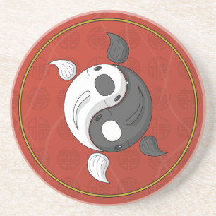 Yin und Yang der Koi Sandstone Untersetzer
