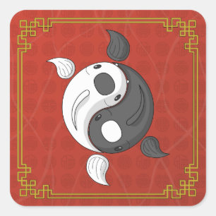 Yin und Yang der Koi-Sticker Quadratischer Aufkleber