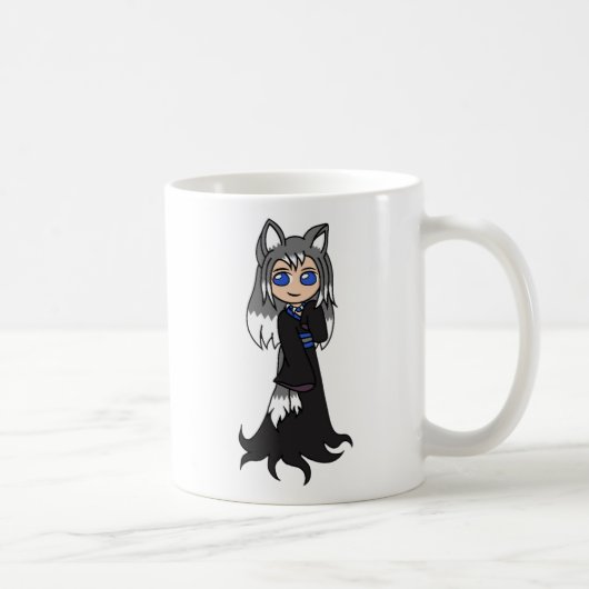 Yin und Yang die Fox-Mädchen (Kitsune) Kaffeetasse (Rechts)
