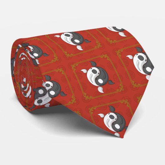 Yin und Yang die Koi Men's Neck Tie Krawatte (Gerollt)