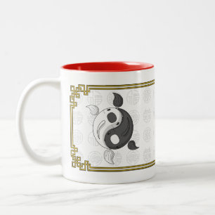 Yin und Yang die Koi-Tasse Zweifarbige Tasse