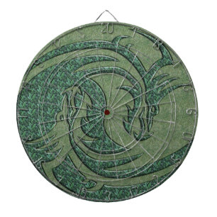 Yin und Yang Gelb und Roter Drache Dartscheibe