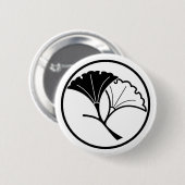 Yin und Yang-Ginkgo-Blätter in drohlem Ring Button (Vorne & Hinten)
