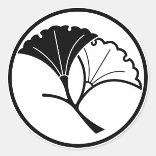 Yin und Yang-Ginkgo-Blätter in drohlem Ring Runder Aufkleber