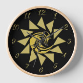Yin und Yang Gold und schwarzer Drache Uhr (Vorderseite)