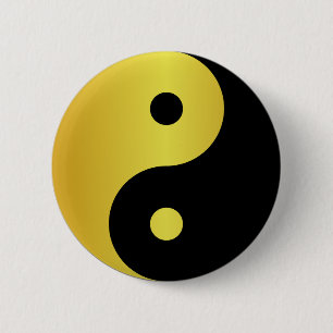 Yin und Yang Goldasianische Philosophie zen Button