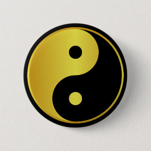 Yin und Yang Goldasianische Philosophie zen Button