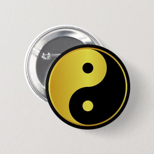 Yin und Yang | Goldasianische Philosophie zen Button (Vorne & Hinten)