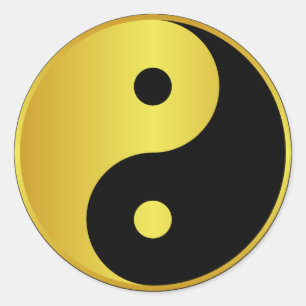 Yin und Yang   Goldasianische Philosophie zen Runder Aufkleber