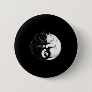 Yin und Yang Hauskatzen Schwarz-weiße Katzen Button