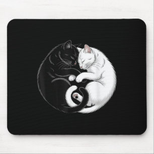 Yin und Yang Hauskatzen Schwarz-weiße Katzen Mousepad