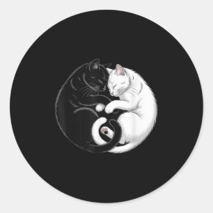 Yin und Yang Hauskatzen Schwarz-weiße Katzen Runder Aufkleber