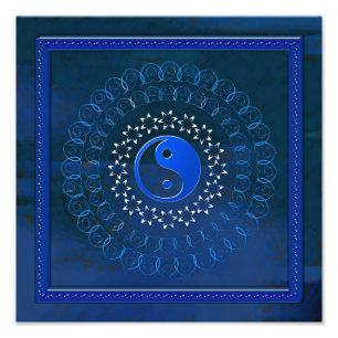 Yin und Yang in blau Fotodruck