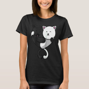 Yin und Yang Katzen chinesisches Raglan Baseball T-Shirt
