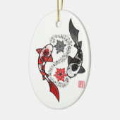 Yin und Yang Koi Fish Keramik Ornament (Links)