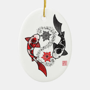 Yin und Yang Koi Fish Keramik Ornament
