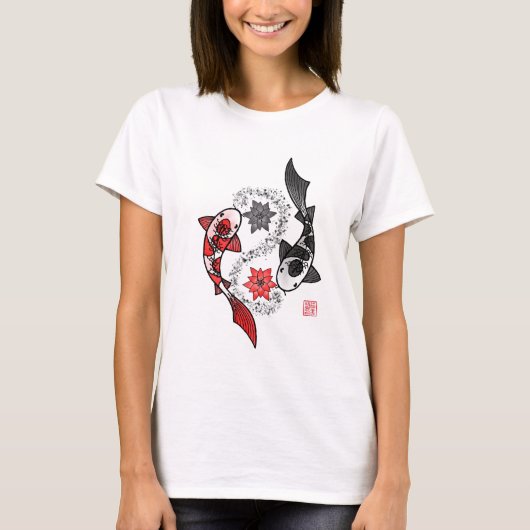 Yin und Yang Koi Fish T-Shirt (Vorderseite)