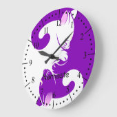 Yin und Yang lila Katzenbalance Große Wanduhr (Winkel)