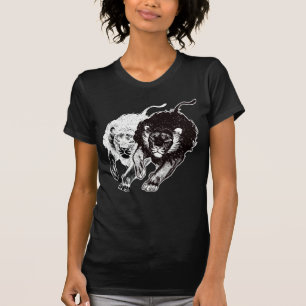 Yin und Yang-Löwe-Frauen-T - Shirt
