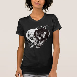 Yin und Yang-Löwe-Frauen-T - Shirt