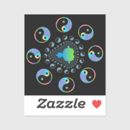 Yin und Yang Mandelbrot Fraktal Aufkleber