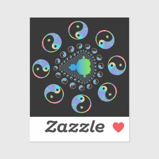 Yin und Yang Mandelbrot Fraktal Aufkleber (Blatt)