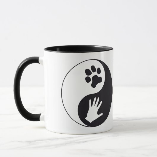 Yin und Yang mit Hand und Pfote Tasse (Links)