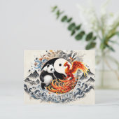 Yin und Yang Panda und Phoenix im asiatischen Stil Postkarte (Stehend Vorderseite)