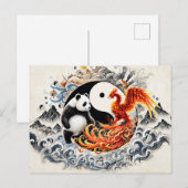 Yin und Yang Panda und Phoenix im asiatischen Stil Postkarte (Vorne/Hinten)