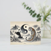 Yin und Yang Panda und Tiger im asiatischen Kunsts Postkarte (Stehend Vorderseite)