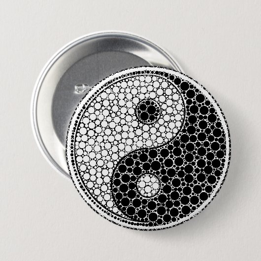 Yin und Yang-Punkt-Kunst Schwarzweiss Button (Vorne & Hinten)