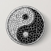 Yin und Yang-Punkt-Kunst Schwarzweiss Button (Vorderseite)
