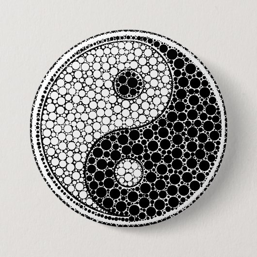 Yin und Yang-Punkt-Kunst Schwarzweiss Button (Vorderseite)